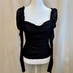 Shein Sheer Black Ruched Women's Top